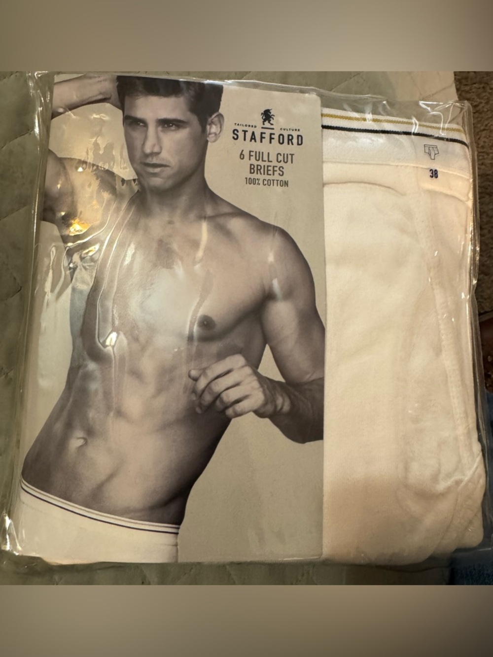 Stafford Men's White Full Cut Briefs - 6 Pack size 38